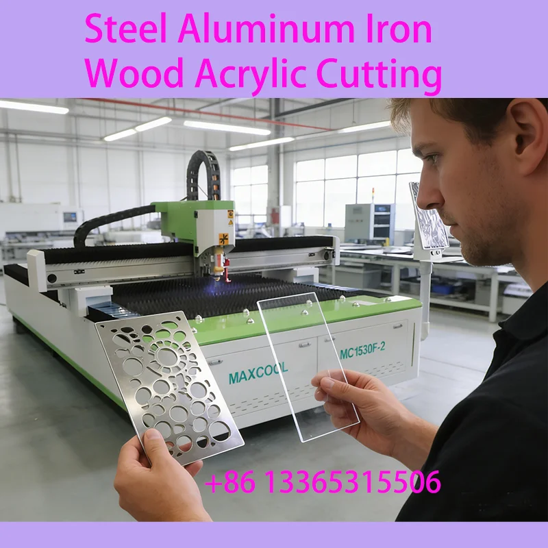 Two Heads Fiber& Co2 Laser Cutting Machine Raycus Max Lazer Metal Cutting Engraving Machine Home Decoration Non-Metal Product