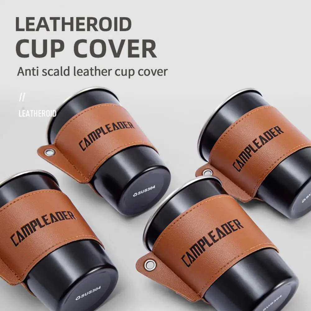 Faux Leather Cup Cover Heat Insulation Non-slip Wear-resistant Stainless Steel Bottle Sleeve Mug Wrap For Beverage Cups