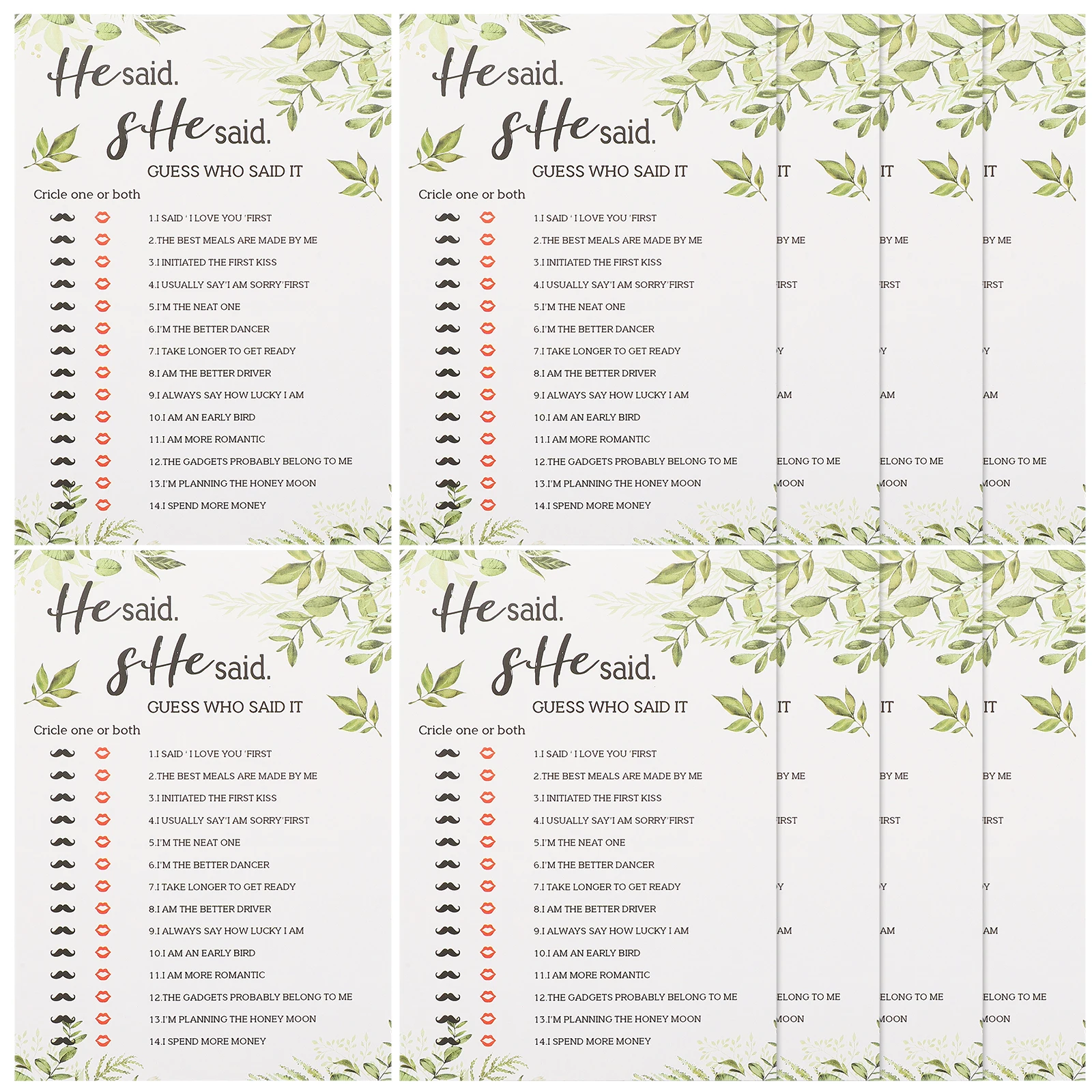 

10 Pcs Bridal Shower Game Cards Wedding Party Supplies Anniversary Dating Cards Bachelorette Practical