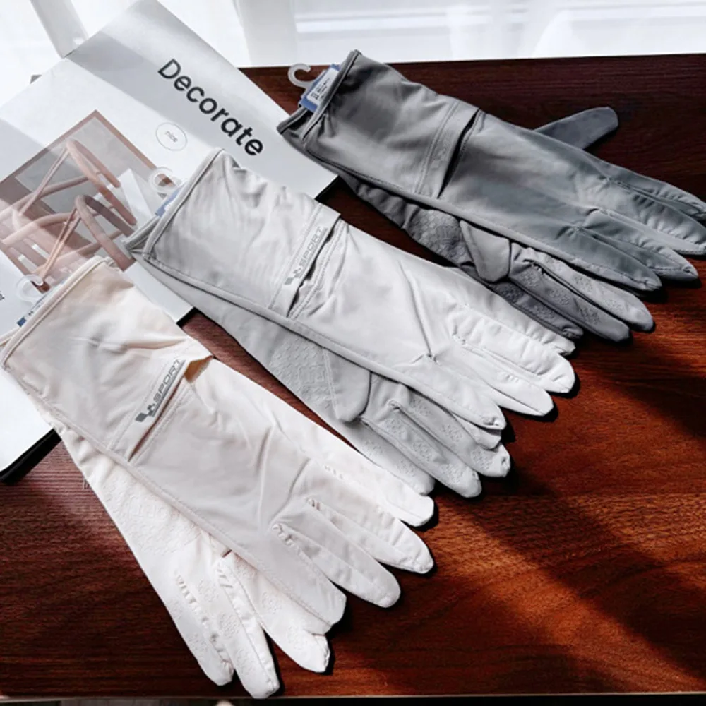 

Ice Silk Women Sunscreen Gloves Anti-UV Non Slip Sun Protection Riding Gloves Breathable Touch Screen Summer Driving Mittens
