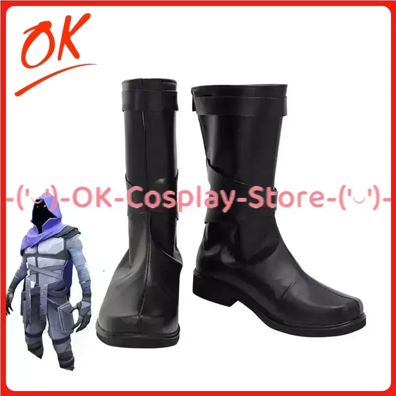 

[Customized] Omen Cosplay Shoes Game Valorant Anime Roleplay Props Halloween Carnival Holiday Party PU Leather Boots