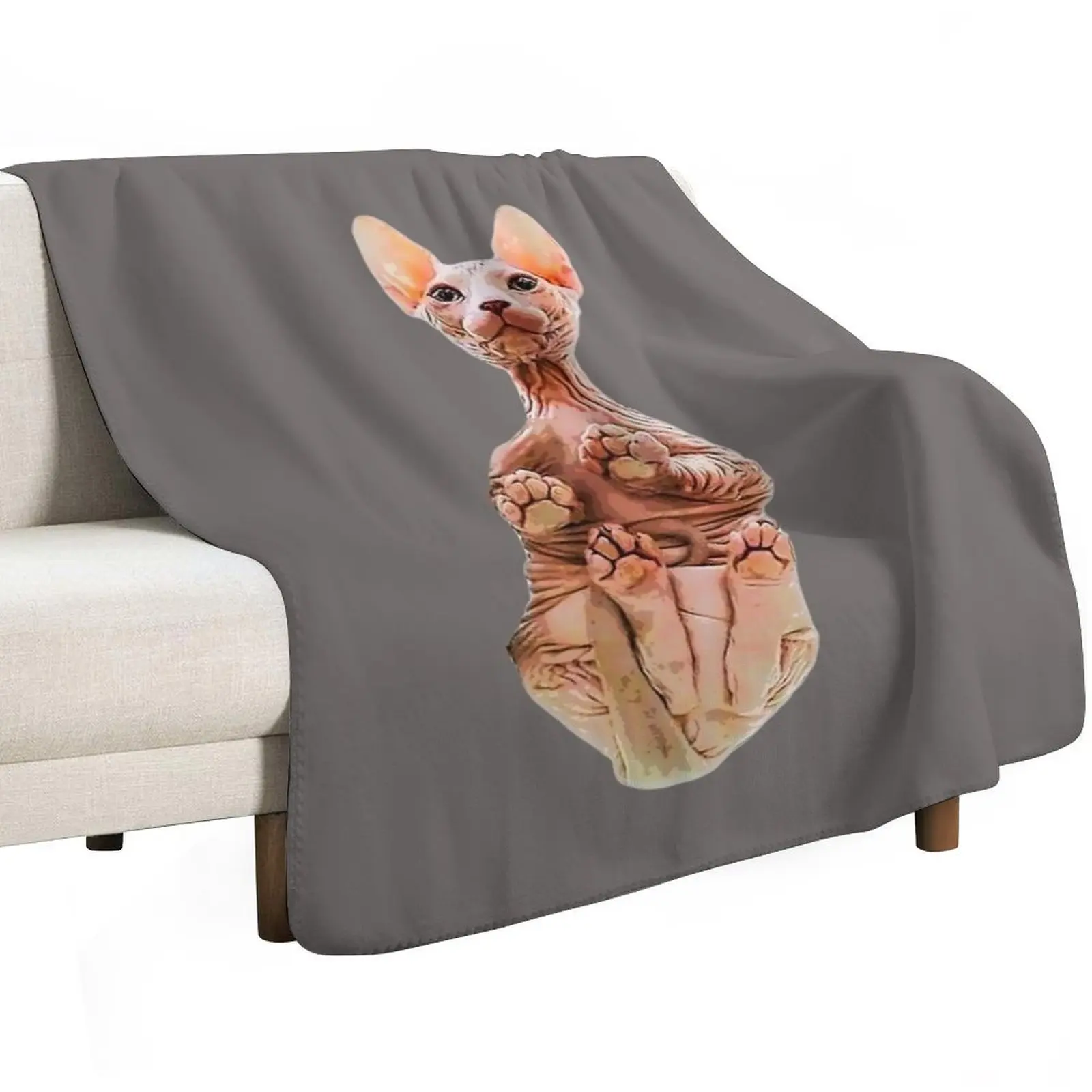 

Sphynx Cat Kitten Look at my paws Throw Blanket Baby for sofa blankets and throws Winter beds Blankets