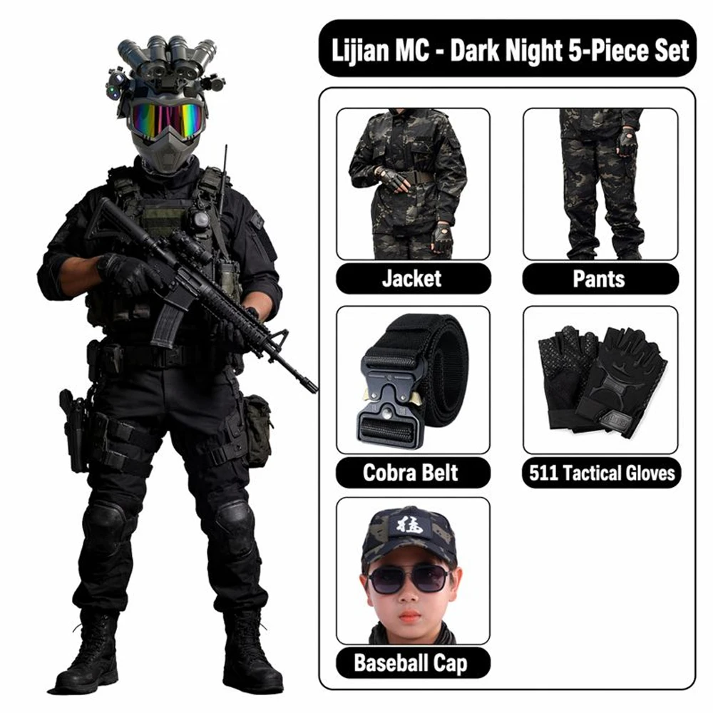 Traje Táctico de Camuflaje Action Delta para Niños, Uniforme de Entrenamiento Militar, Disfraz de Fuerzas Especiales Infantiles, Conjuntos para Campamentos de Verano