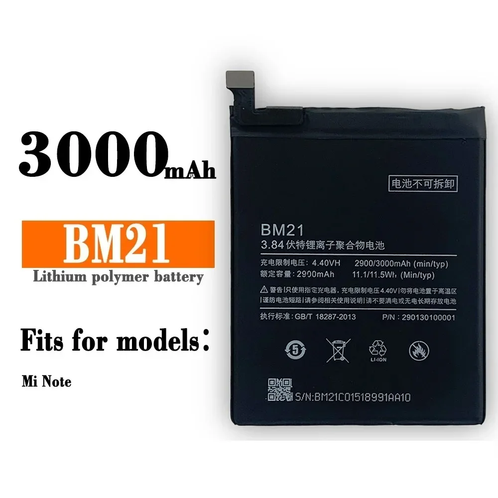 Latest 3000mAh Cell Mobile Phone BM21 Replacement Battery For Xiaomi Mi Note Rechargeable New Batteries + Free Tools