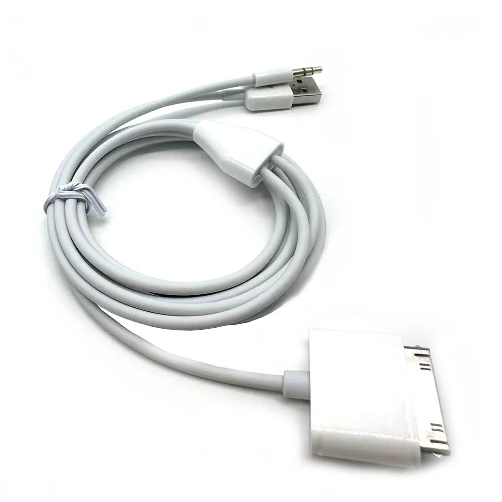 1pcs 30Pin to 3.5mm Car AUX Audio USB Charger Cable for iPhone 4/4S iPod Nano/ Touch iPad 2/3 Black/White view 6