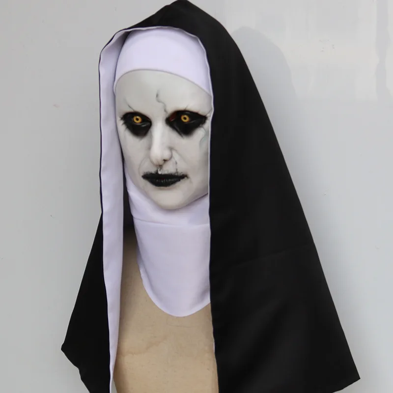 Horror Nun Cosplay Mask Latex Soft Halloween Nun Makeup Fancy Party Dress Grimace Party Costume Masks Props Adult One size - Image 3