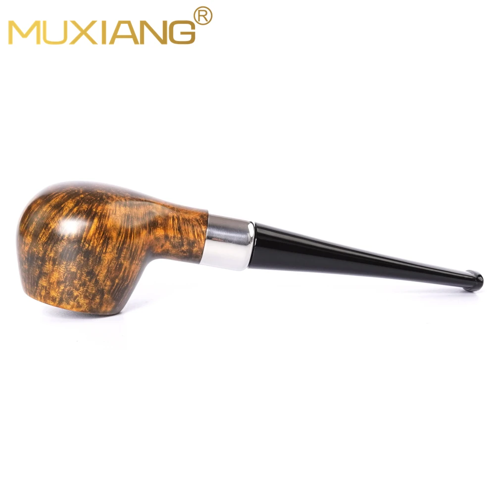 MUXIANG Tobacco Pipe Handmade Durable Structure Briar Wood Smoking 9mm Filter Gift for Father