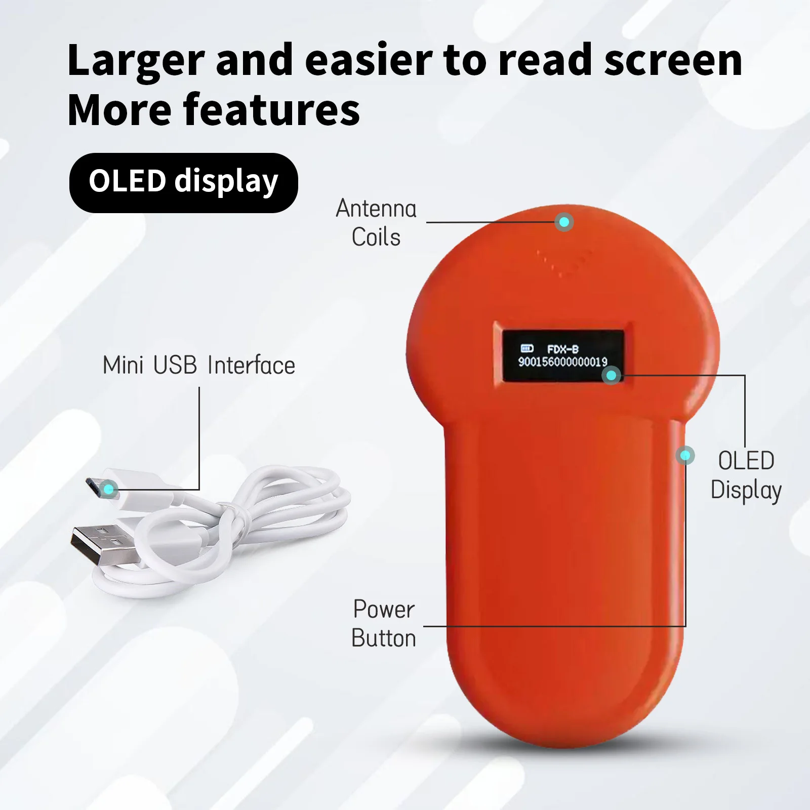 

Бесплатная доставка ISO FDX-B RFID-считыватель чипов для домашних животных OLED-дисплей портативный сканер микрочипов для животных для собак и кошек