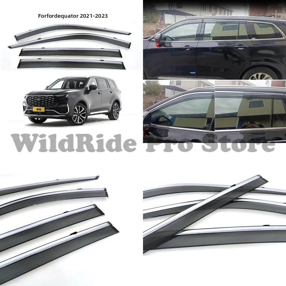 1 set For Ford Equator Window Visor Rain Guard Thickened Injection Molded Transparent