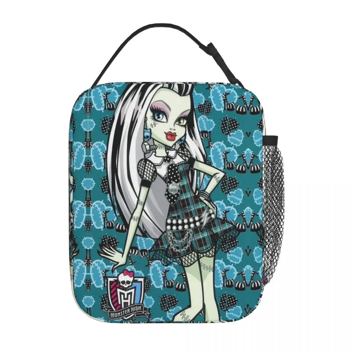 Graffiti Girl Lunch Bag Monster High Kawaii Lunch Box For Women Picnic Portable Zipper Cooler Bag Oxford Thermal Lunch Bags