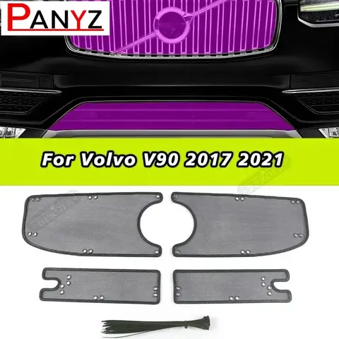 Stainless Steel For Volvo V90 2017 2021 Front Insect Grill Net Screening Protective Face Mesh Cover Car Accessories