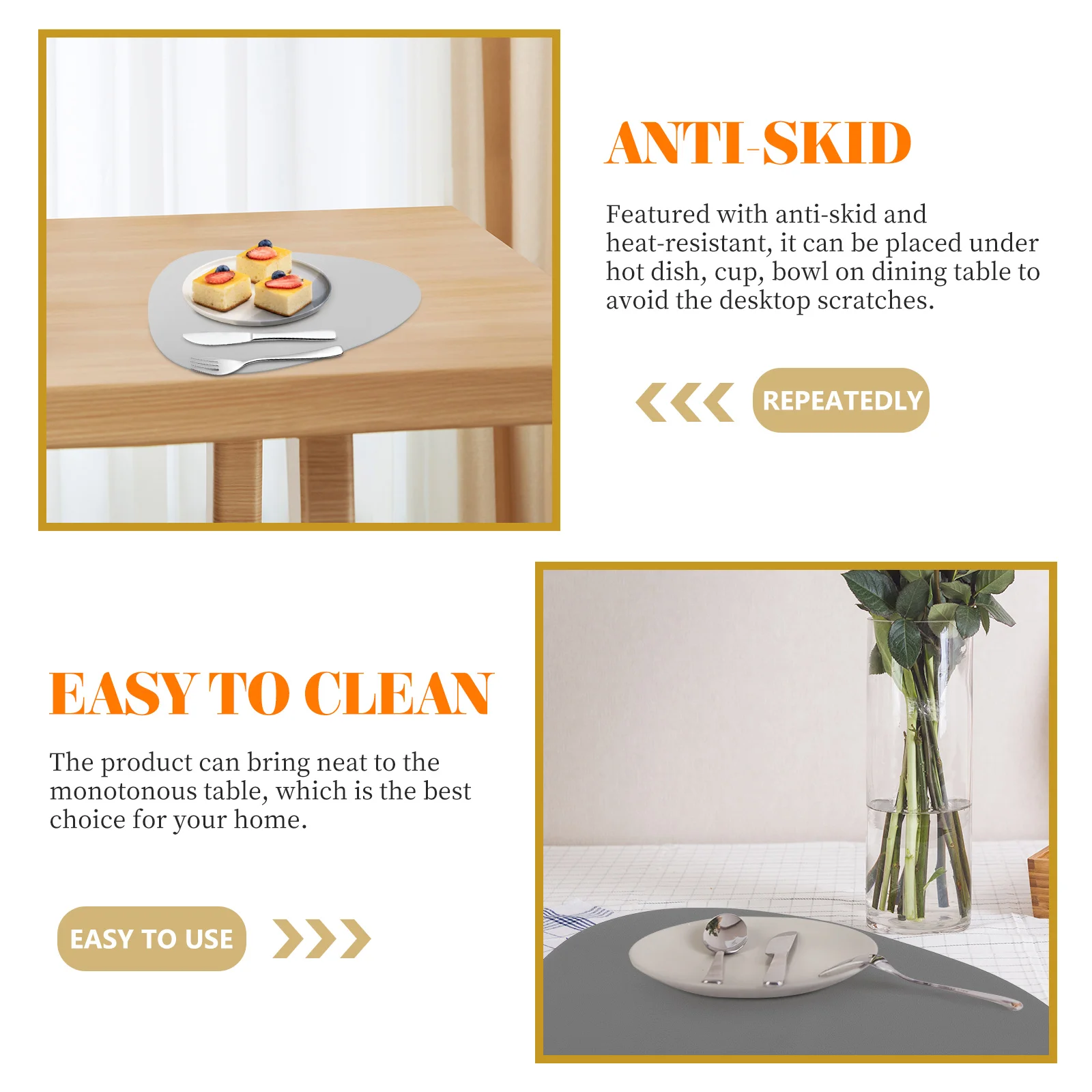 

Heat Resistant Dining Table Placemat Pu Insulation Coaster Mat Dish Bowl Mat Anti Skid Waterproof Reusable For Table