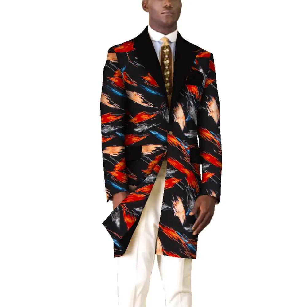 سترة أفريقية جديدة بأكمام طويلة ملابس رجالي أفريقية Dashiki طباعة ملابس رجالية معطف قماش شمع أفريقي مقاس كبير WYN575