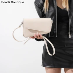 MOODS Quality Vintage Crosbody Bag For Women Retro Pure Color Flap Shoulder Messenger Bag 2024 Luxury Designer Purse And Handbag