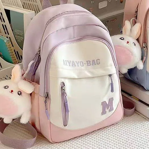 Lightweight Girls Backpack Outdoor Travel School Trip Shoulder Bag Children Touring Bag High Aesthetic Value Dual-Shoulder Bag