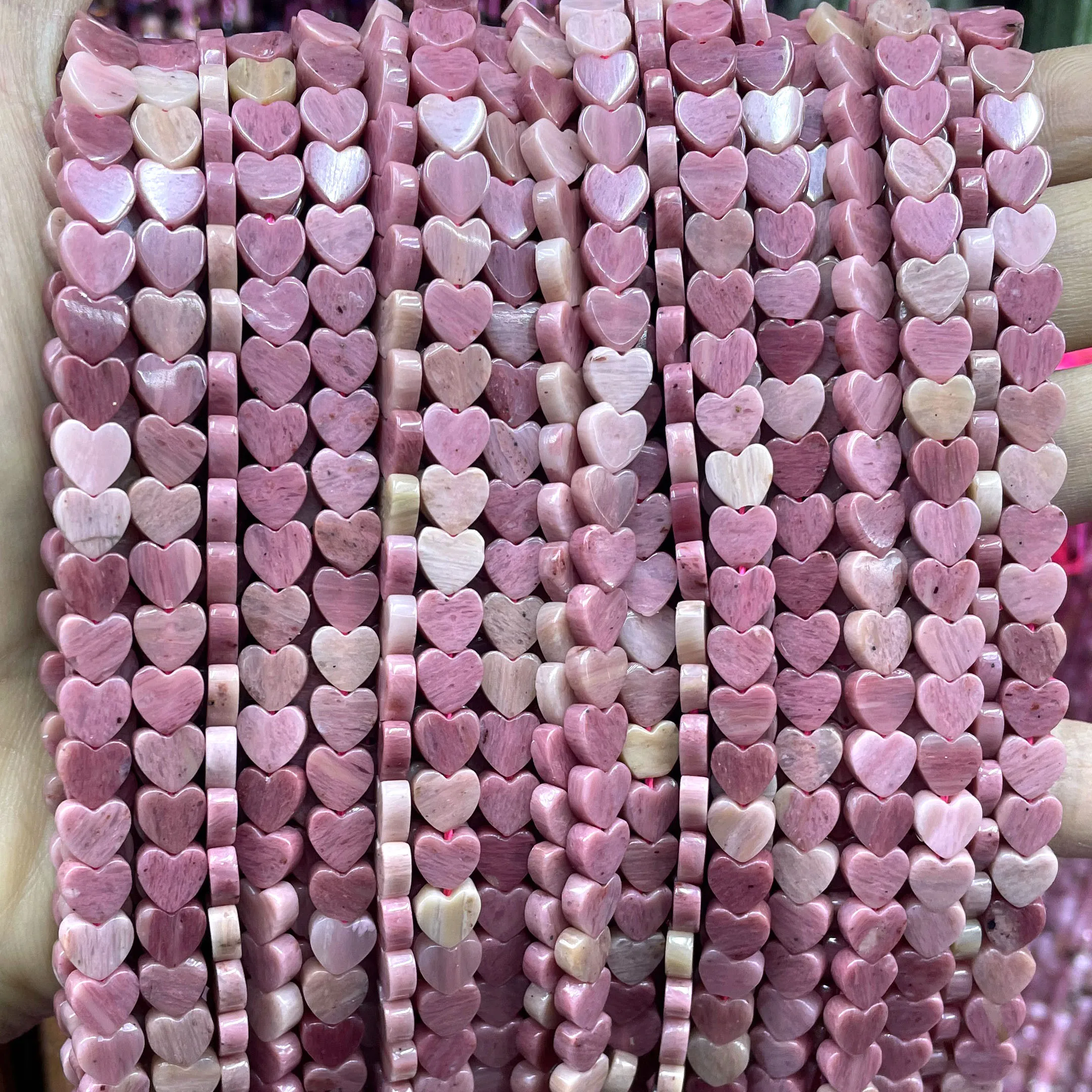 6MM Natural Heart Shape Red Rhodochrosite Loose Spacer Beads For Jewelry Making DIY Bracelet Earrings Necklace Accessories 7.5\'