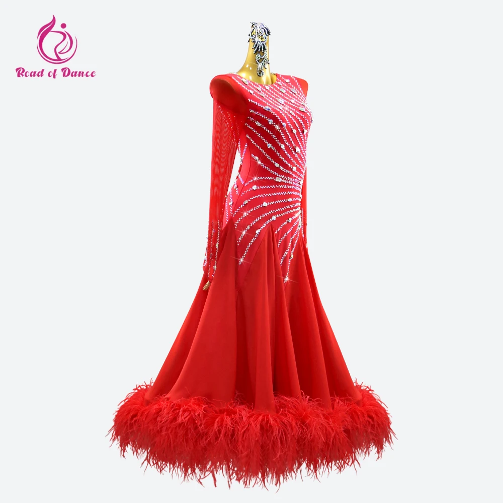 Novo vestido de dança moderna competição de salão flamenco mulher traje de penas terno de palco noite lantejoulas roupa valsa conjuntos