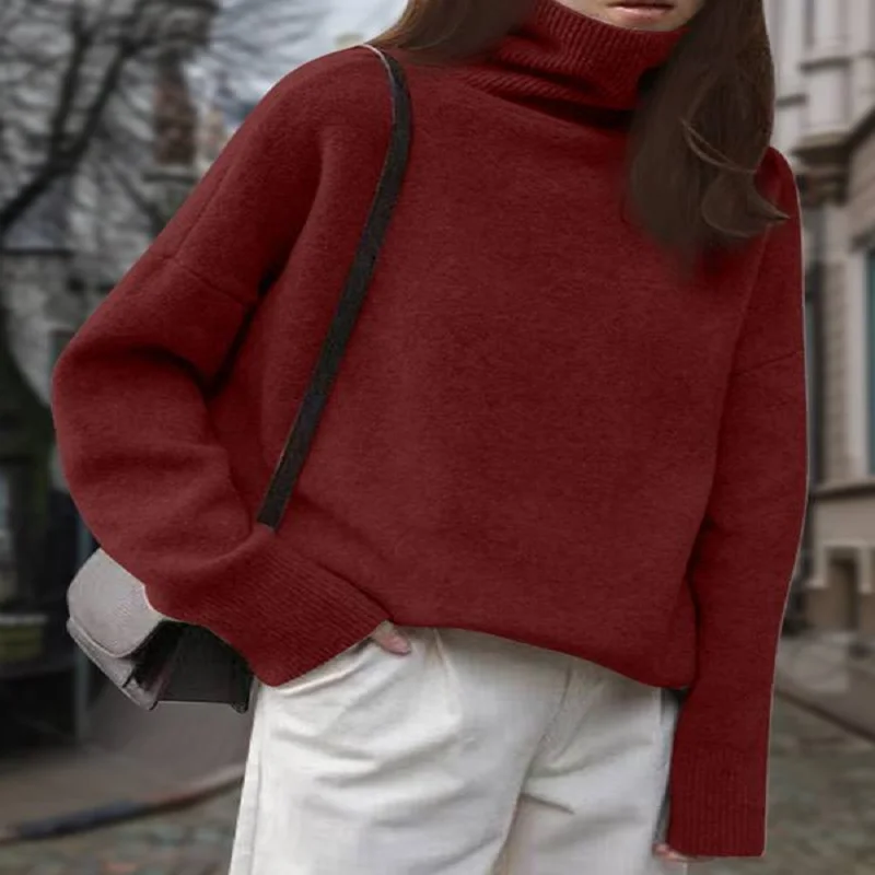 2025 New Women's Turtleneck Sweater Long-Sleeved Thickened Warm Pullover Winter Clothes Woman Casual Simple Knitwear