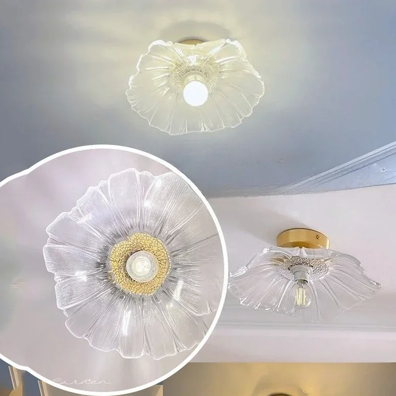 

Passageway Ceiling Light Popular Balcony Hallway Entrance Foyer Dressing Room Flower Shaped Crystal Glass Lighting Fixture