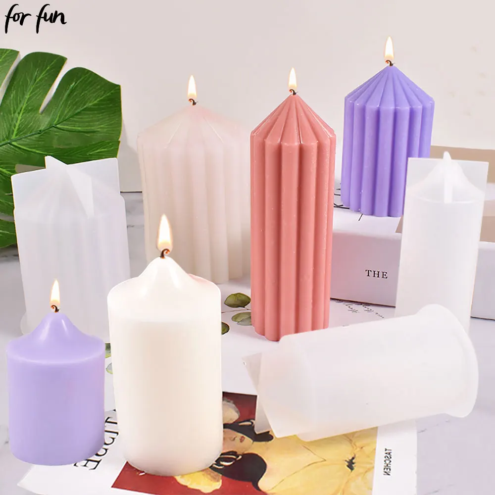 

For fun DIY Striped pointed Silicone Candle Mold Church Candle Mould Handmade Candle Making Plaster Epoxy Resin Mold Home Deco