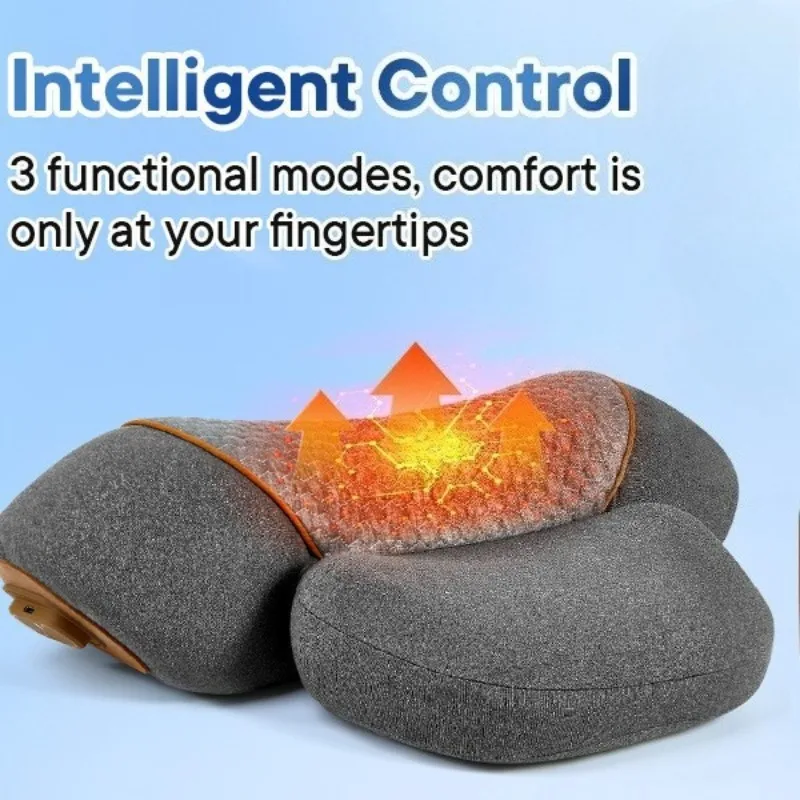 

3in1 Electric Neck Massager Cervical Pillow Hot Compress Neck Stretch Heating Vibration Shoulder Massage Pillow Back Traction