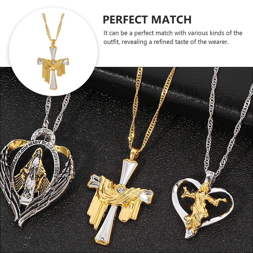 

Necklace Holy Clothes Jesus Clavicle Chain Letter Charm Baroque Alloy Pendant Women's