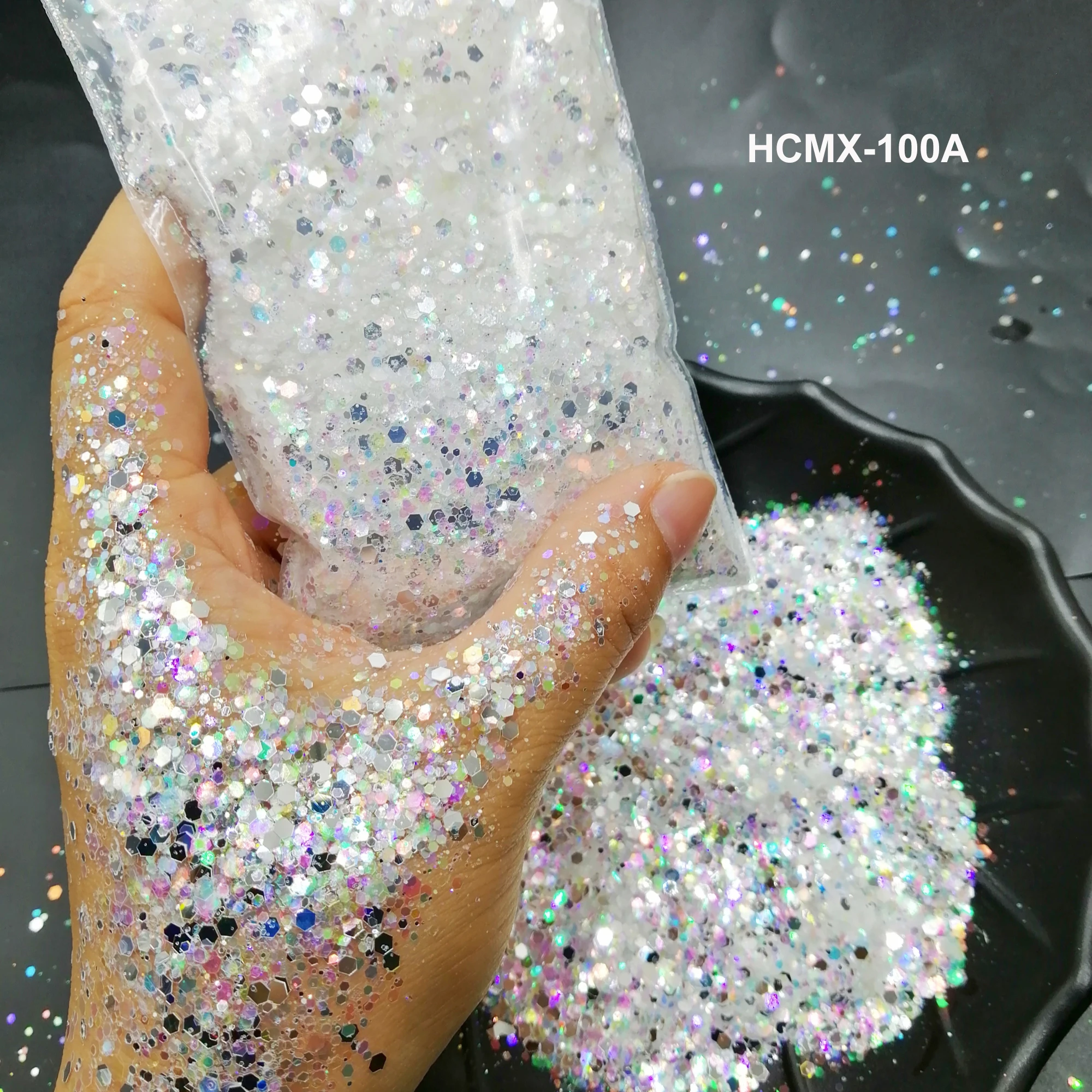 

Mix Size White with Purple Gold Green Light Shining Glitter Hexagon Powder Shape for Makeup Nail Glitter Facepainting Craft Art