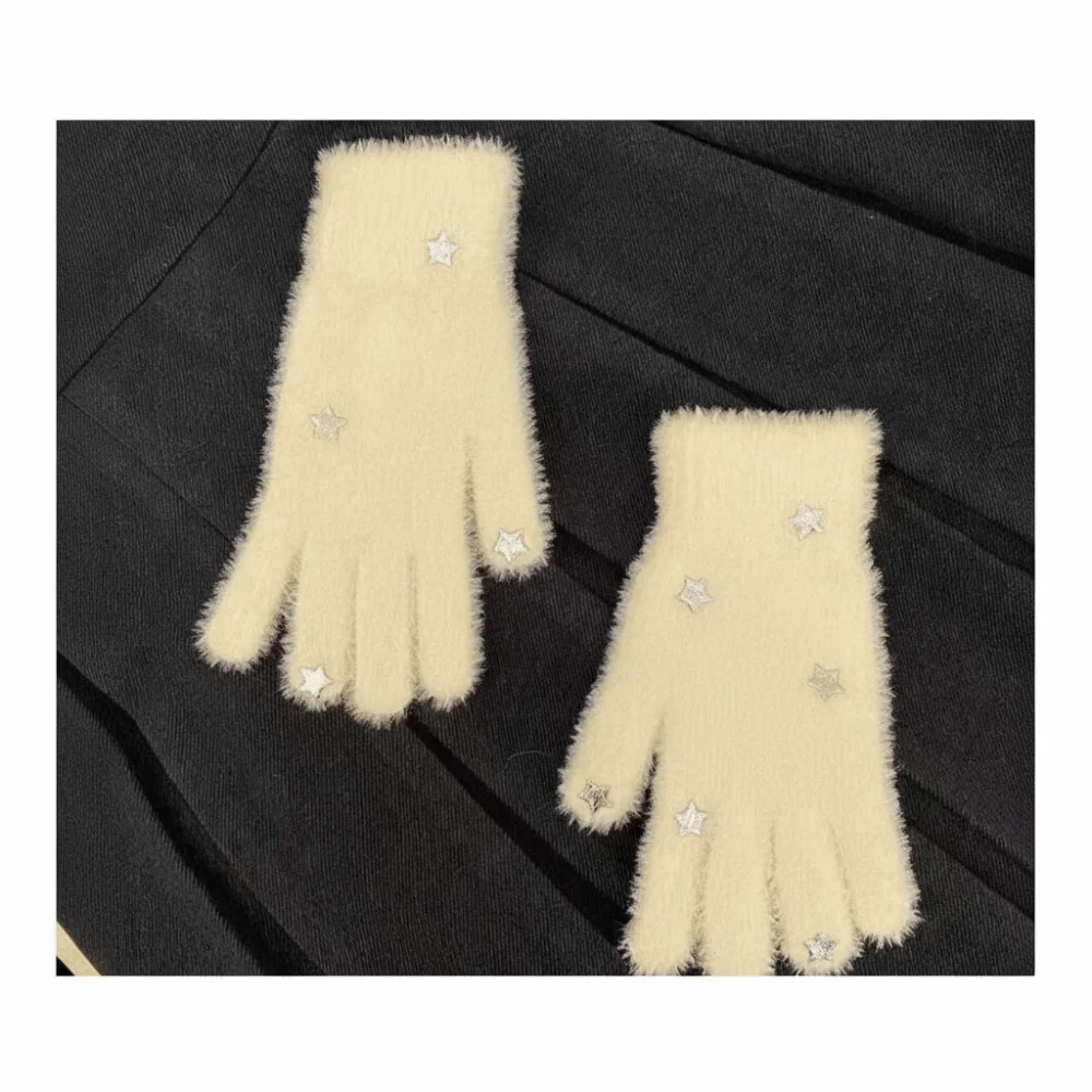 Korean Style Lovely Star Furry Gloves Thickened Winter Gloves Warm Coral Velvet Gloves Women Girls