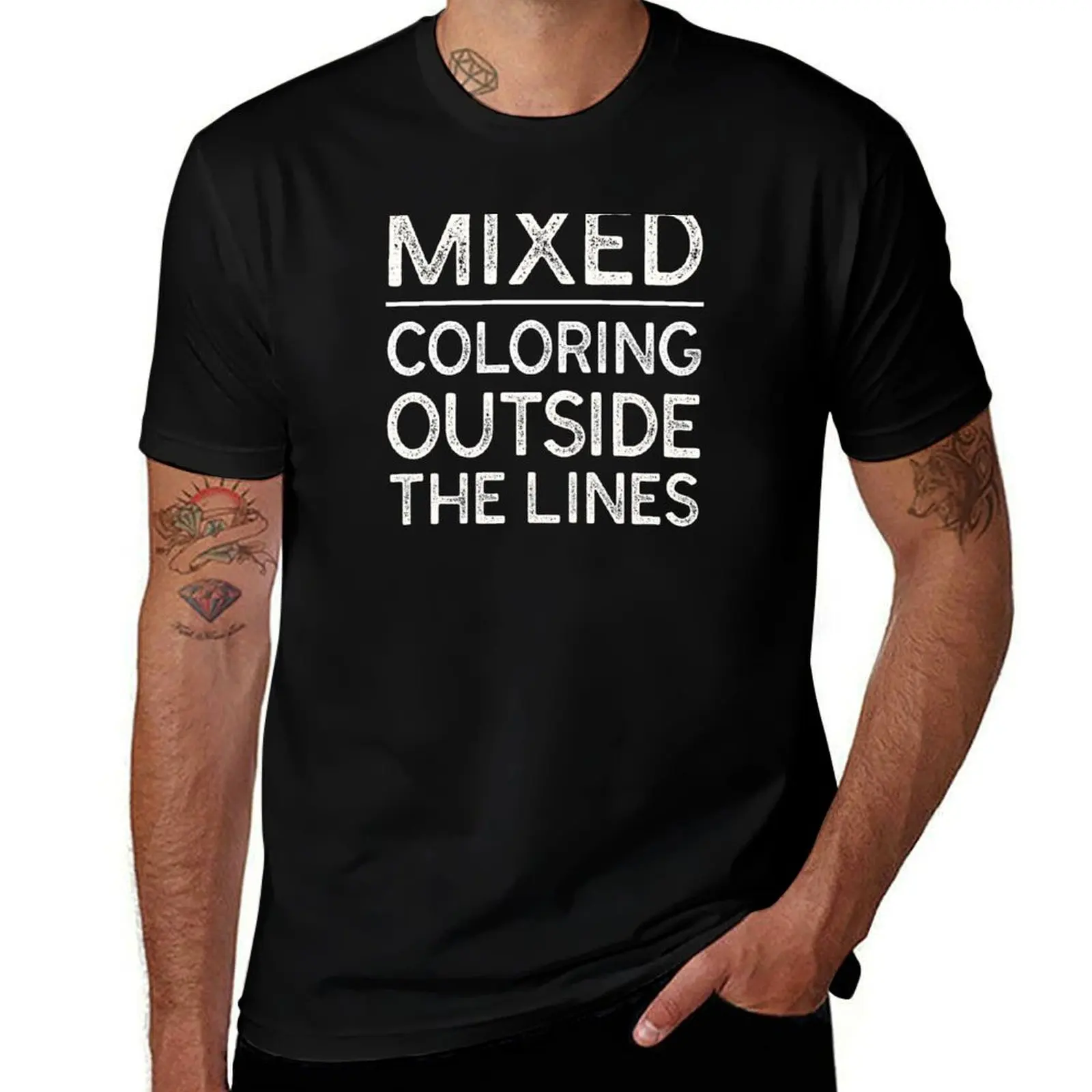 

Mixed - Coloring Outside the Lines - Biracial T-Shirt men t shirt cotton 100% anime t shirts oversize T-shirt