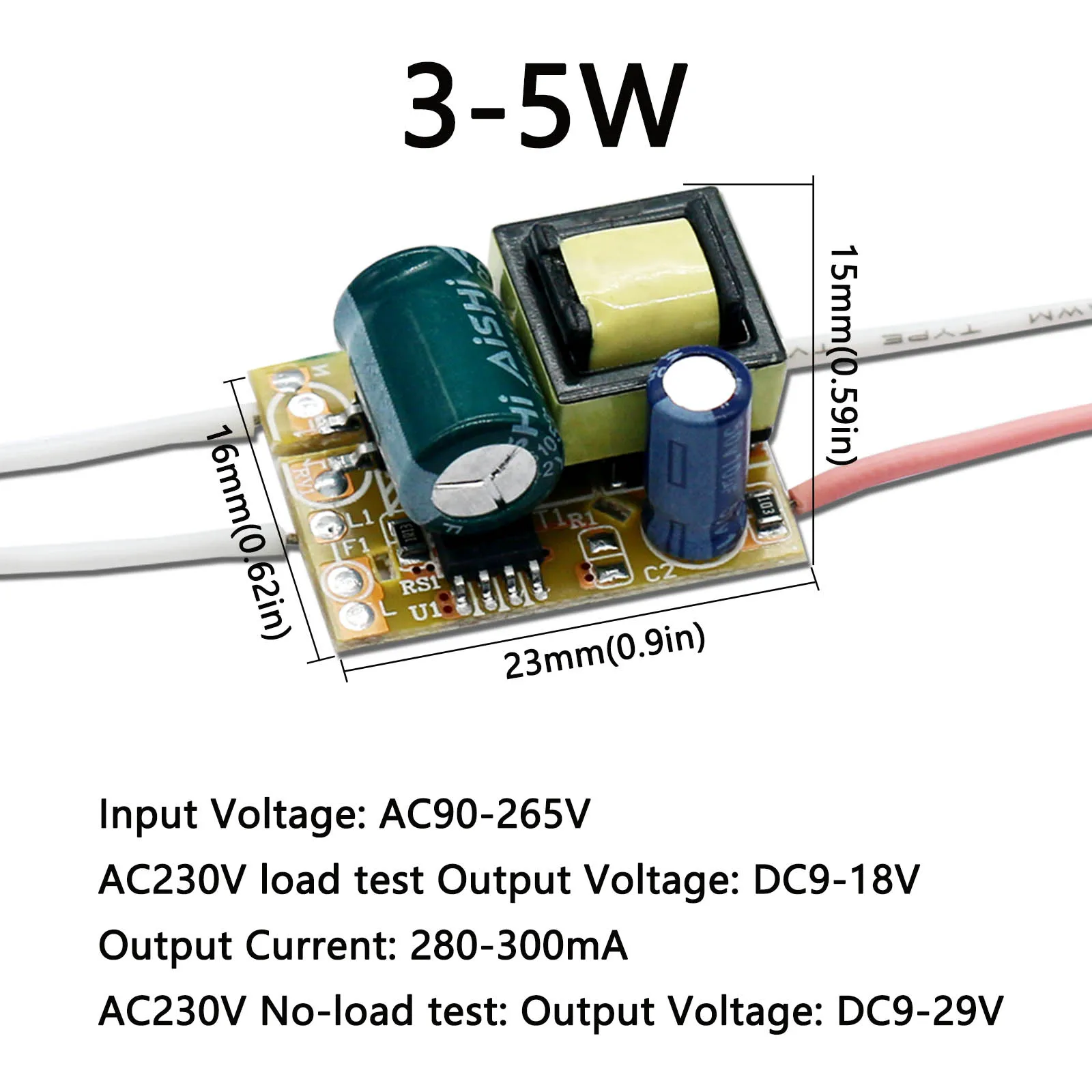 LED Driver 3W 4W 5W Onboard LED Power Unit Output DC9-18V 300mA for LED Tube Desk Lamp Constant Current Transformer