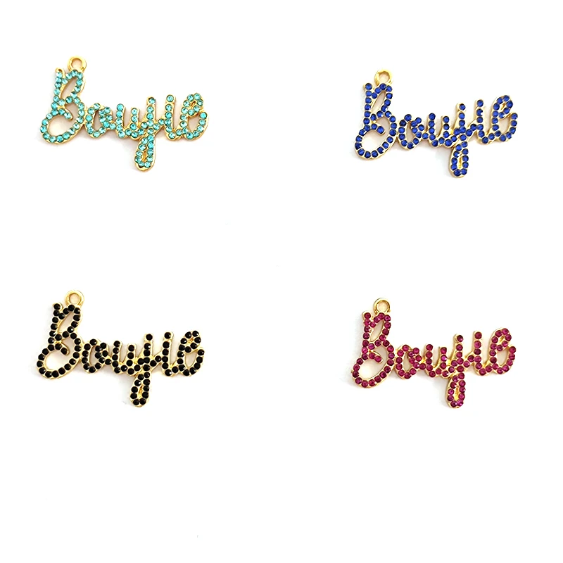 

10pcs Boujie Rhinestone Letter Charms For Bracelet Bangle Making DIY LTC0051-LTC0054