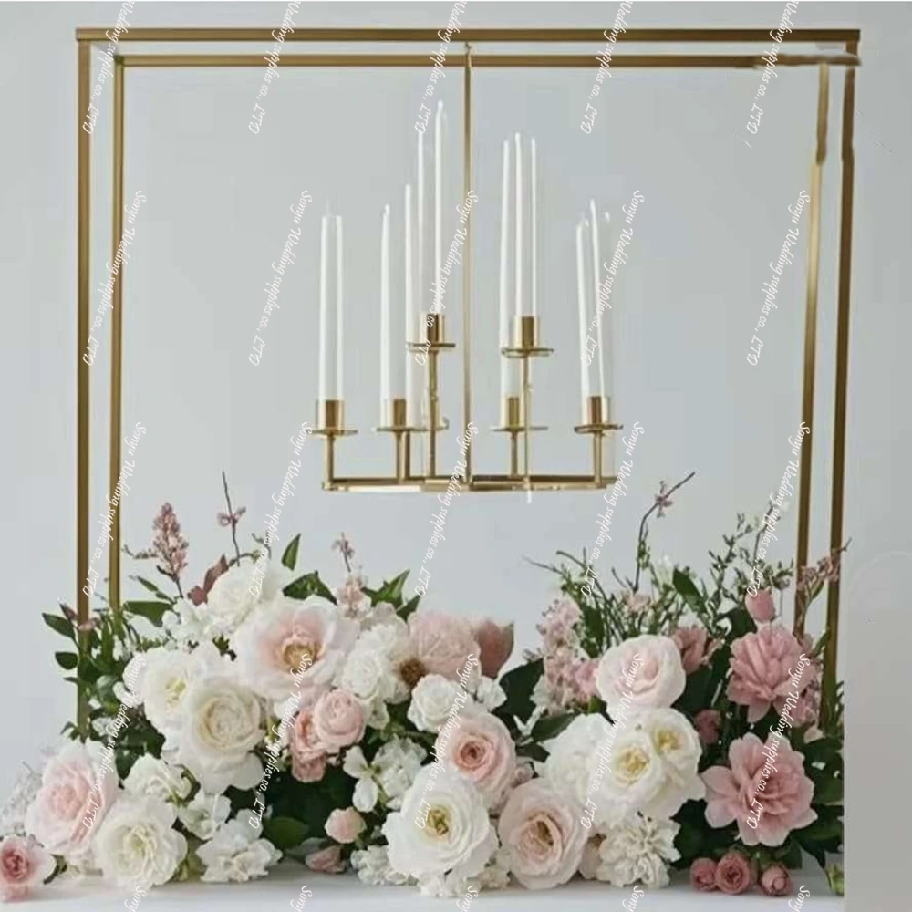 4-2pcs f30 Gold Metal Frame Hanging Crystal Pendant Wedding Table Decoration Window Props Wedding Decoration Table Centerpiece