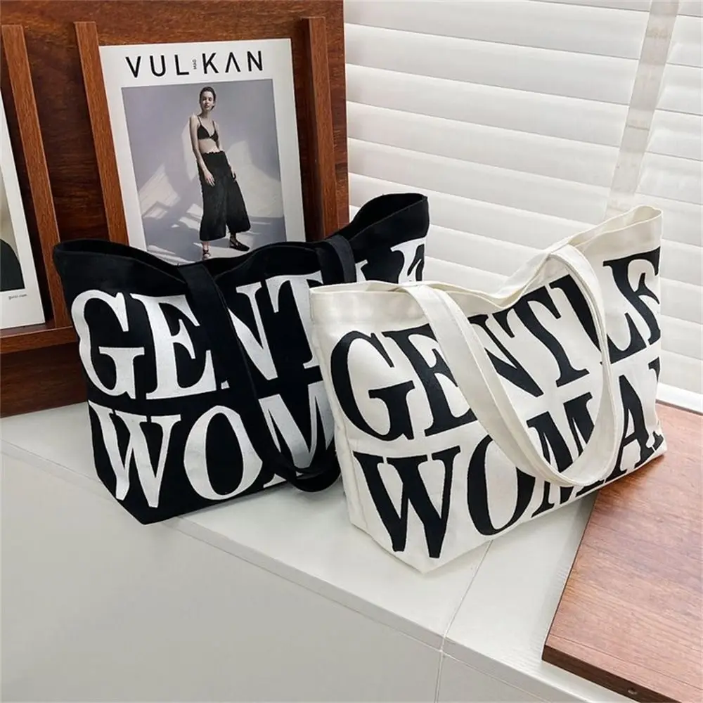 Women Shoulder Bags Birthday Gifts Stylish Personality Letter Travel Canvas Handbags Gentlewoman Large Capacity Tote Bags