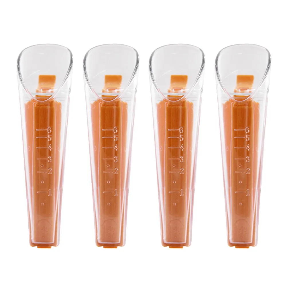 4Sets Yeast Measuring Cup Graduated Baking Tool Ergonomic Design Comfort Grip Accurate 1-6G Scale Reusable Sealing Clip Kitchen