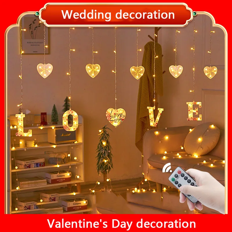 Garland Curtain Led Wedding Decoration Fairy String Lights for Valentine Day Gift Party Home Bedroom New Year Christmas Decor