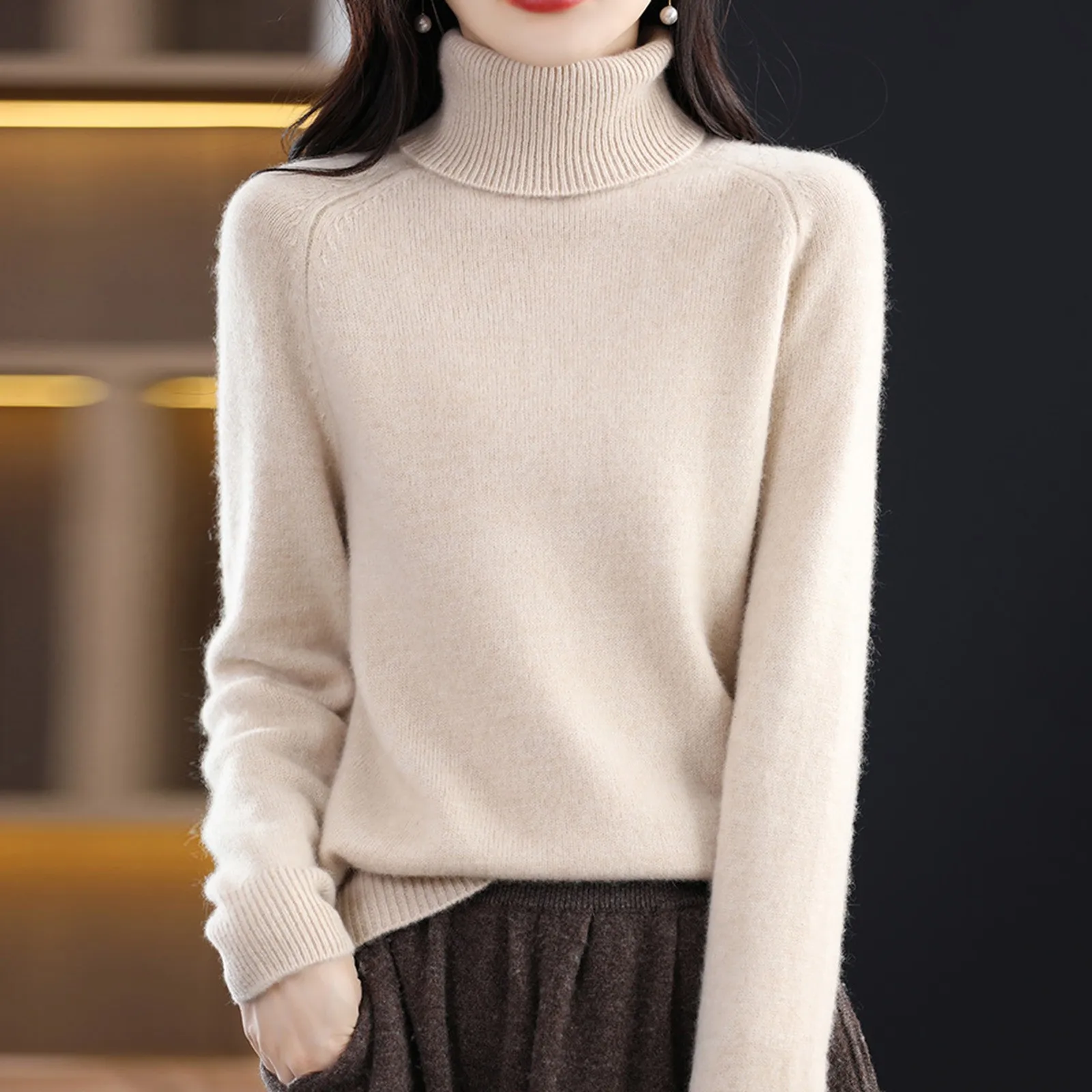 Autumn Winter New Turtleneck Sweater Lady Loose Thick Knitted Bottom Shirt Large Size Casual Sweaters Female Clothing Outerwears