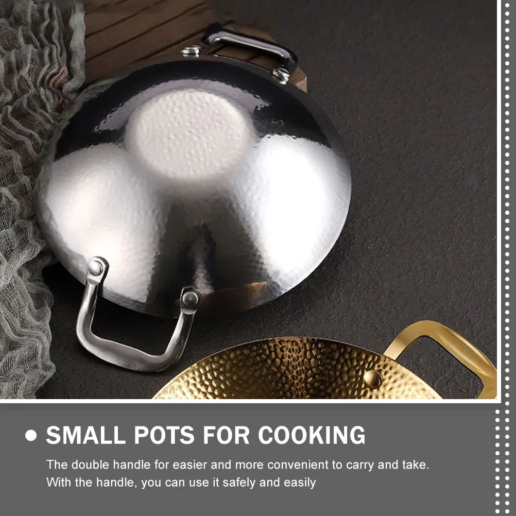 

1pc Hammered Dry Pot Stainless Steel Wok Pan Double Handle Non-Stick Cooking Pot For Kitchen Home Camping Use