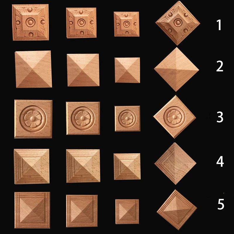 rubber wood appliques for furniture wood corner onlay home decoration accessories room decor wood decals figurines floral