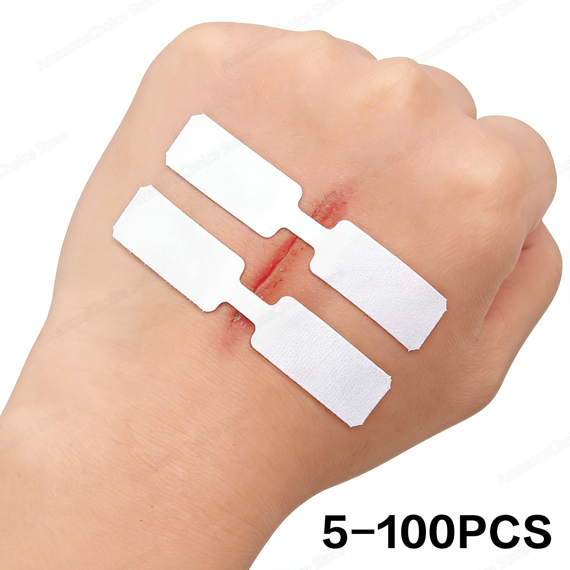 5-100pcs Butterfly Closure Bandage Strips - Adhesive Strip Stitch Bandages for Closing Skin Wounds with Non-Stick Pad
