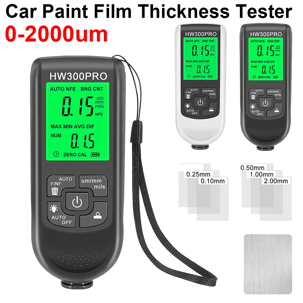 HW-300PRO Coation Thickness Gauge 0-2000UM Car Paint Film Thickness Tester Car Coating Measuring Tools Automotive Paint Tools