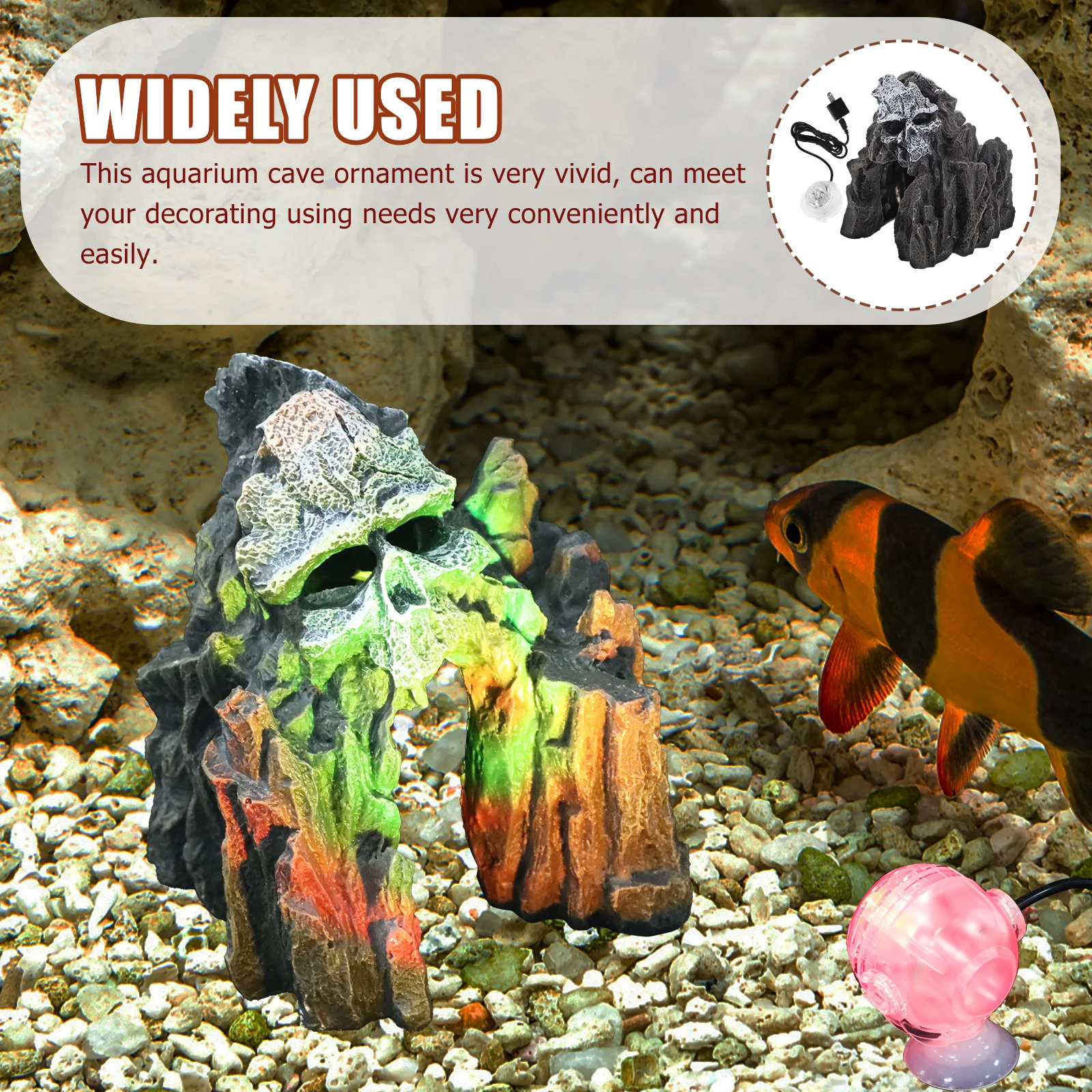

Skull Cave Decor Ornament Resin Aquarium Hideout For Fish Tank Reptile Shrimp Underwater Cave Simulation Pet Habitat