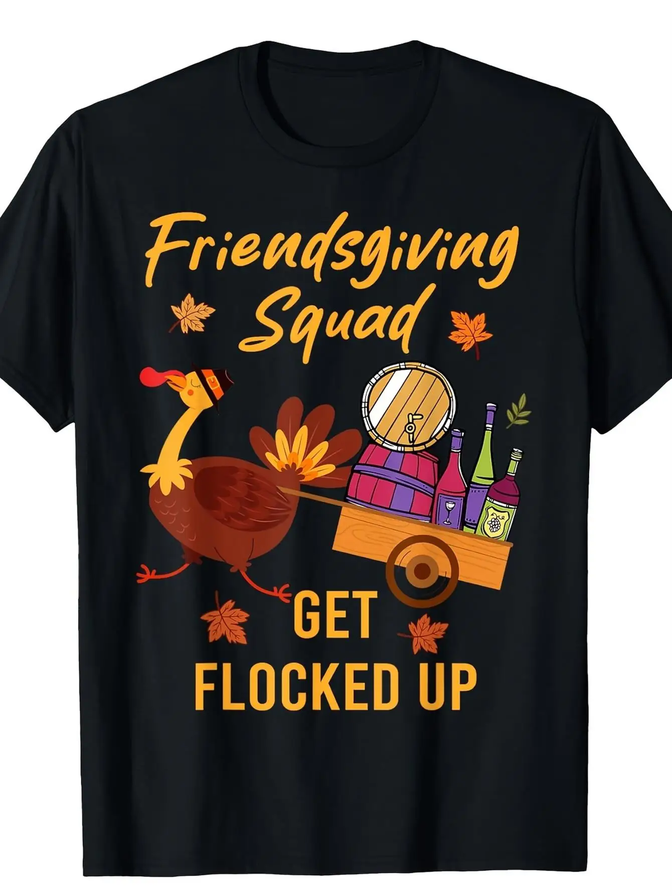 Friendsgiving Squad -  Thanksgiving T-Shirt, Casual Crew Neck with Unique Turkey Print,  - Perfect for Daily Wear And Gatherings
