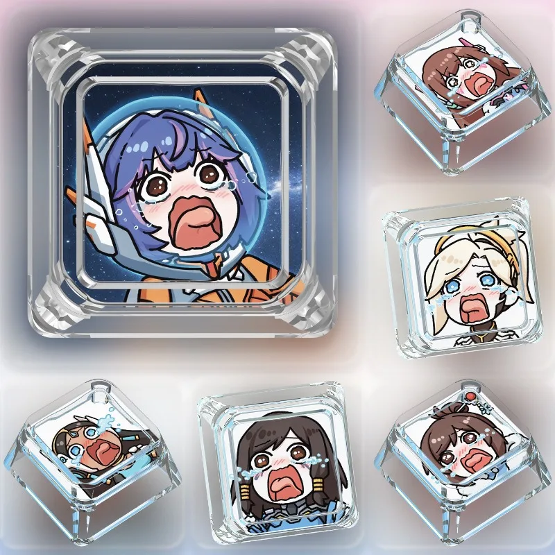 Novo Keycap de Desenho Animado Fofo Overwatch Versão Q Juno Lucio para Teclado Mecânico Gamer com Eixo Cruzado, Keycap Translúcido ESC, Presentes