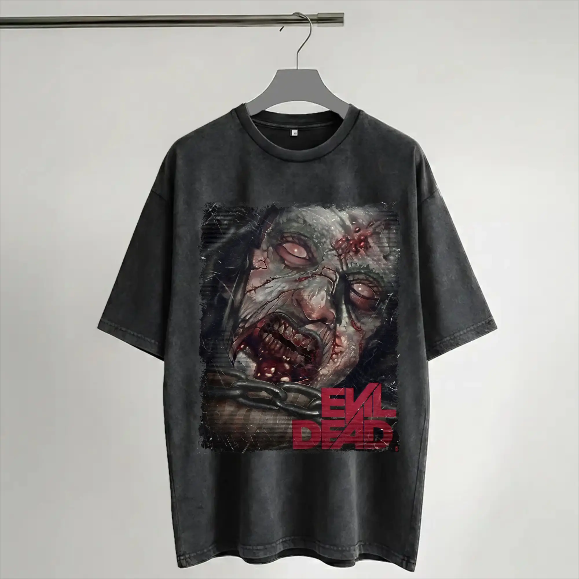 Evil Dead Burn T Shirt Hip Hop Washed Short Sleeve Oversize T-Shirts  Fashion for Men Women Streetwear Graphic Printed Tee Shirt