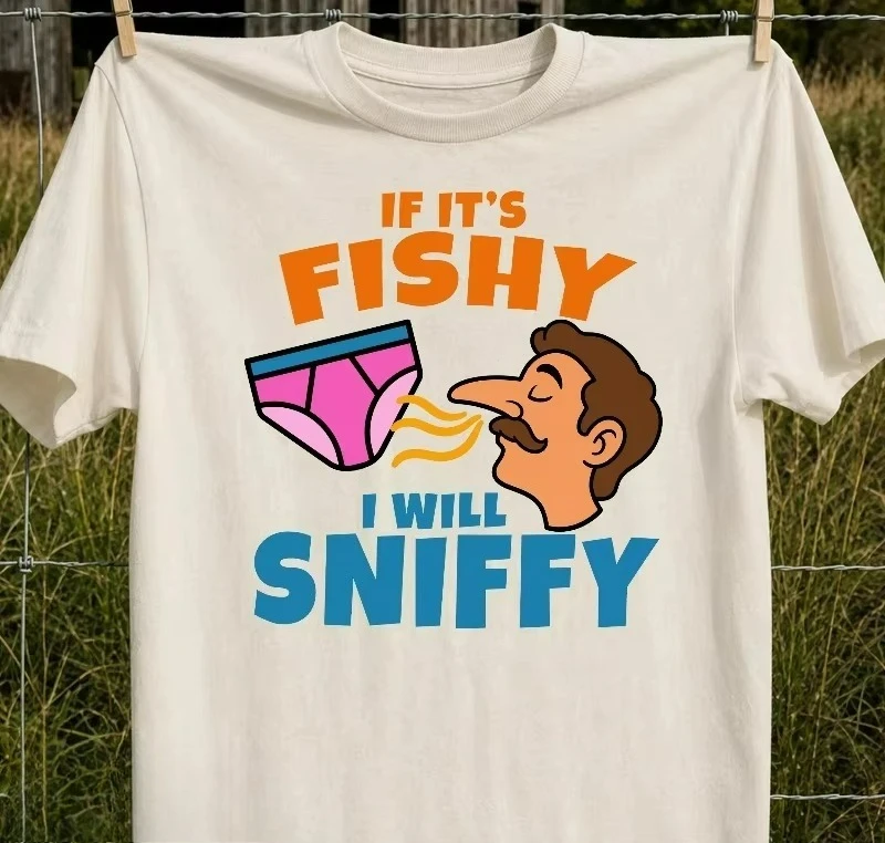 2026 Unhinged Shirt for Men, Funny Embarrassing Graphic Tee, If Its Fishy I Will Sniffy Inappropriate Shirt