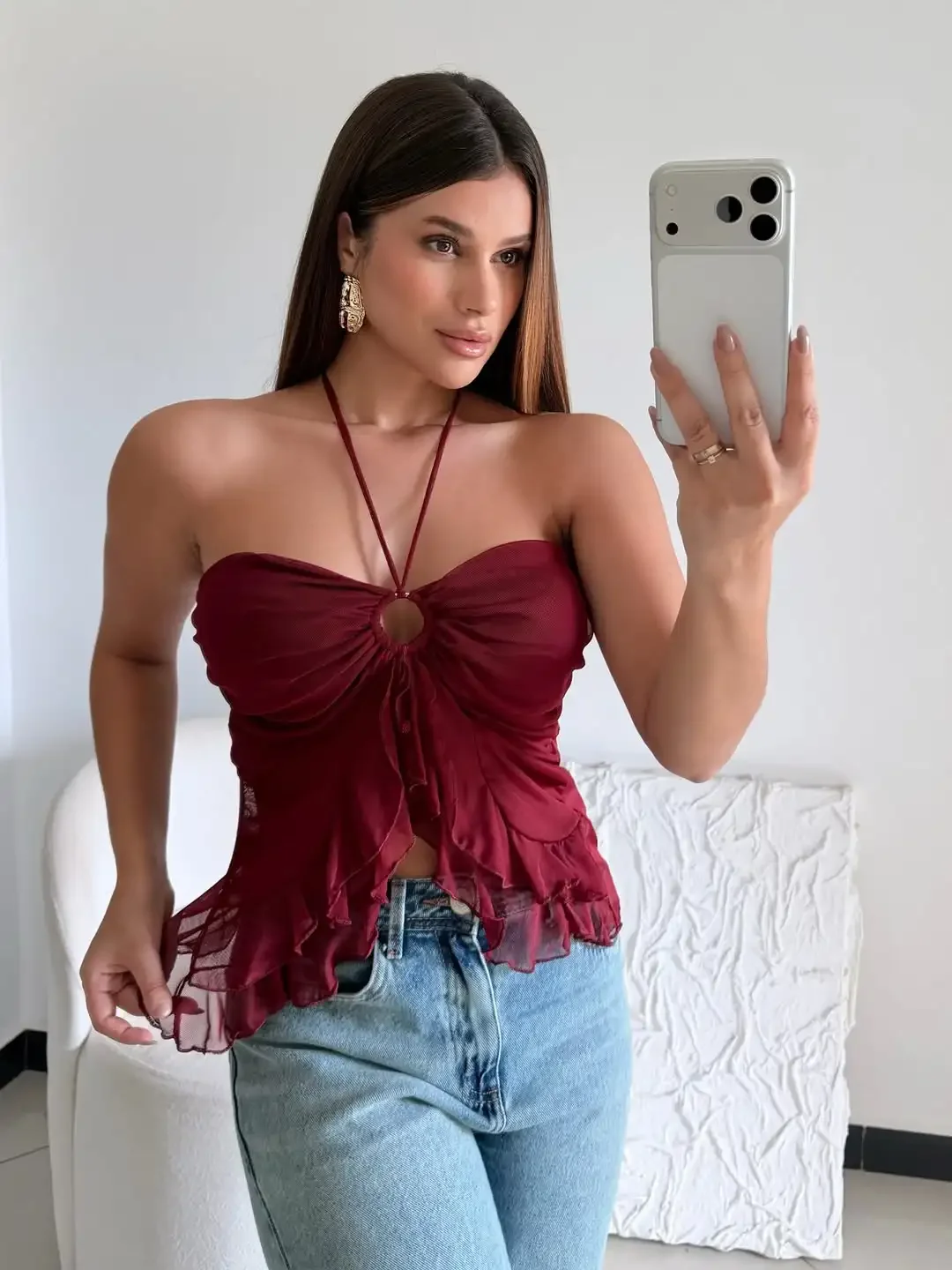 Halter Top Tight-fitting Women Hollow-out Splicing Sleeveless off shoulder strapless backless 2026 Summer Lady Party club shirt