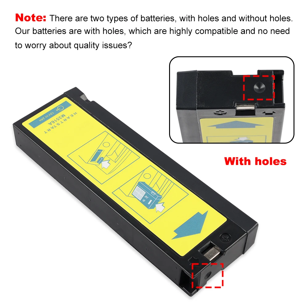 KingSener M3516A Replacement Battery for Ph-ps Defibrillator Monitor LCT-1912ANK LC-T121R8PG Heartstart XL M4735A M3516A 24WH