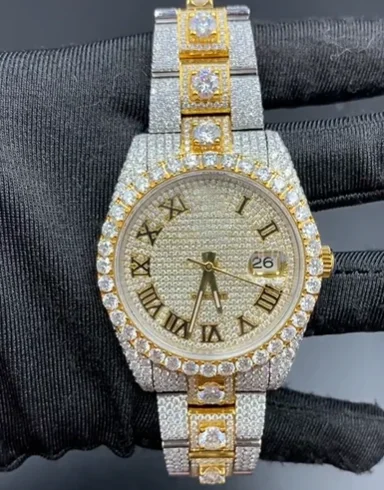 Ice Rolex Datejust Partamente Moissanite Oro y Plata