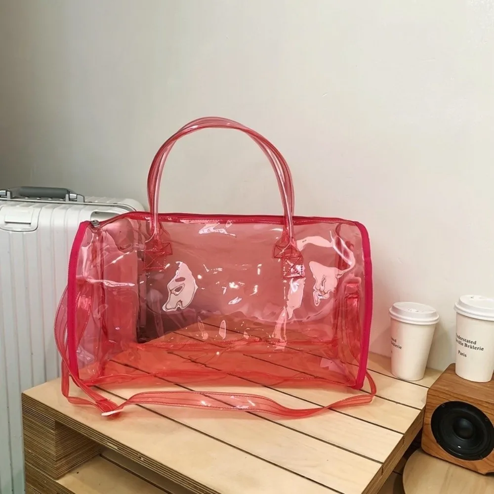 Large Capacity Transparent Crossbody Bag PVC Waterproof Toiletries Handbag Lightweight Oversized Washing Storage Bag
