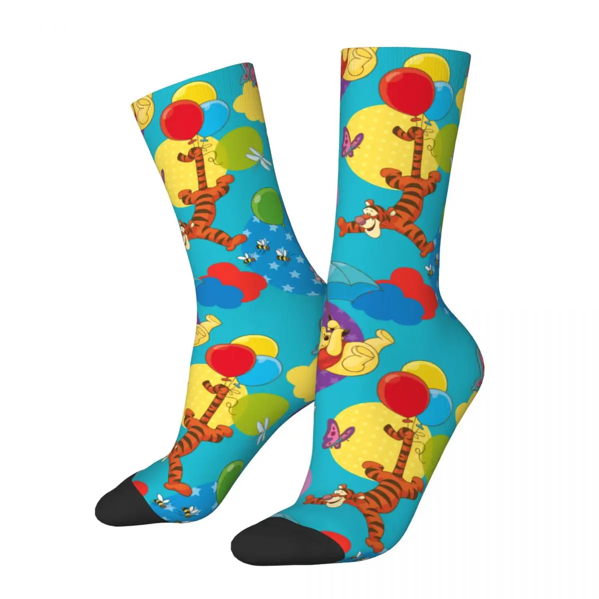 Winter Warm Cool Men's Women's Winnie The Pooh Among The Balloons Socks Sweat Absorbing Football Socks